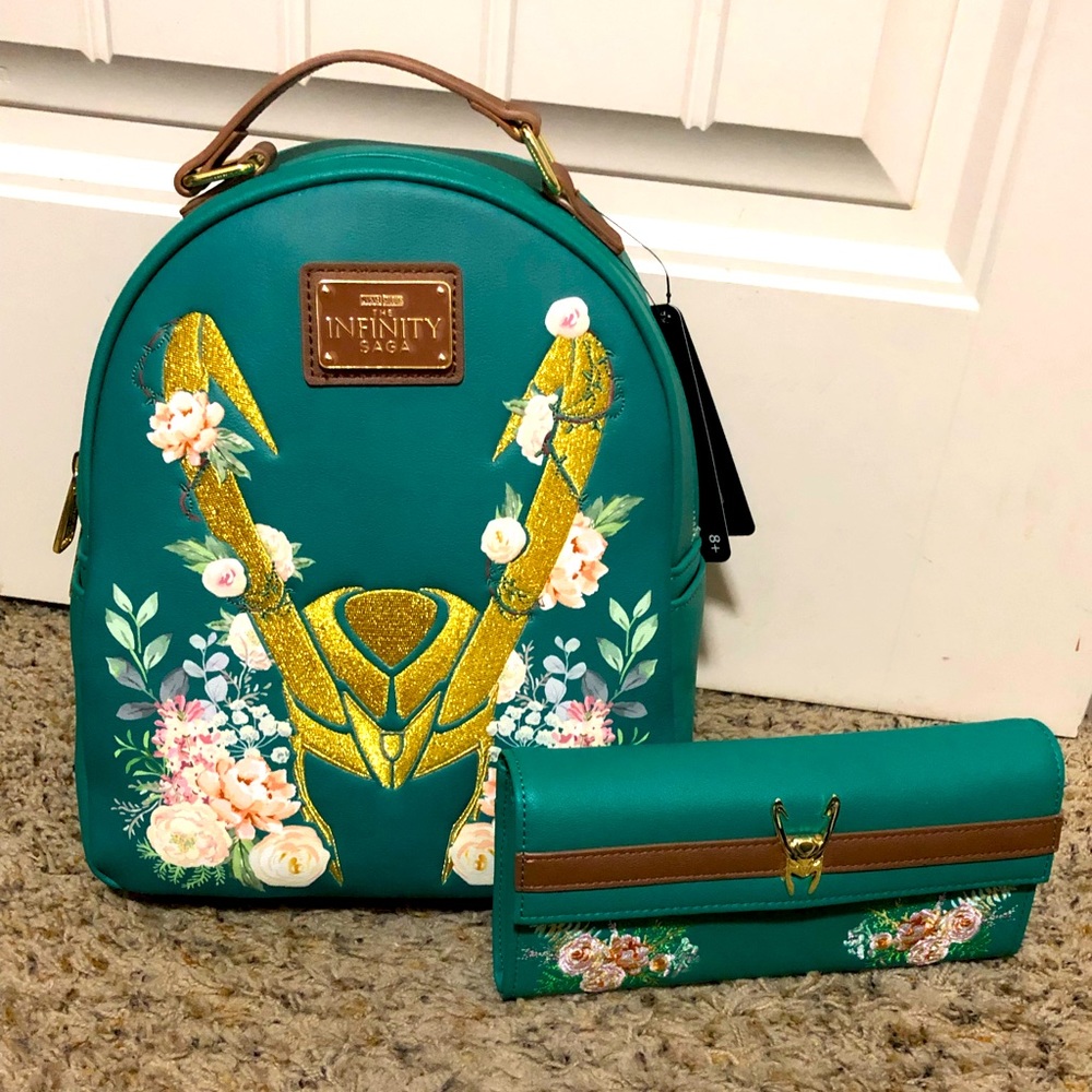 Lounegfly Loki Floral Backpack and Wallet